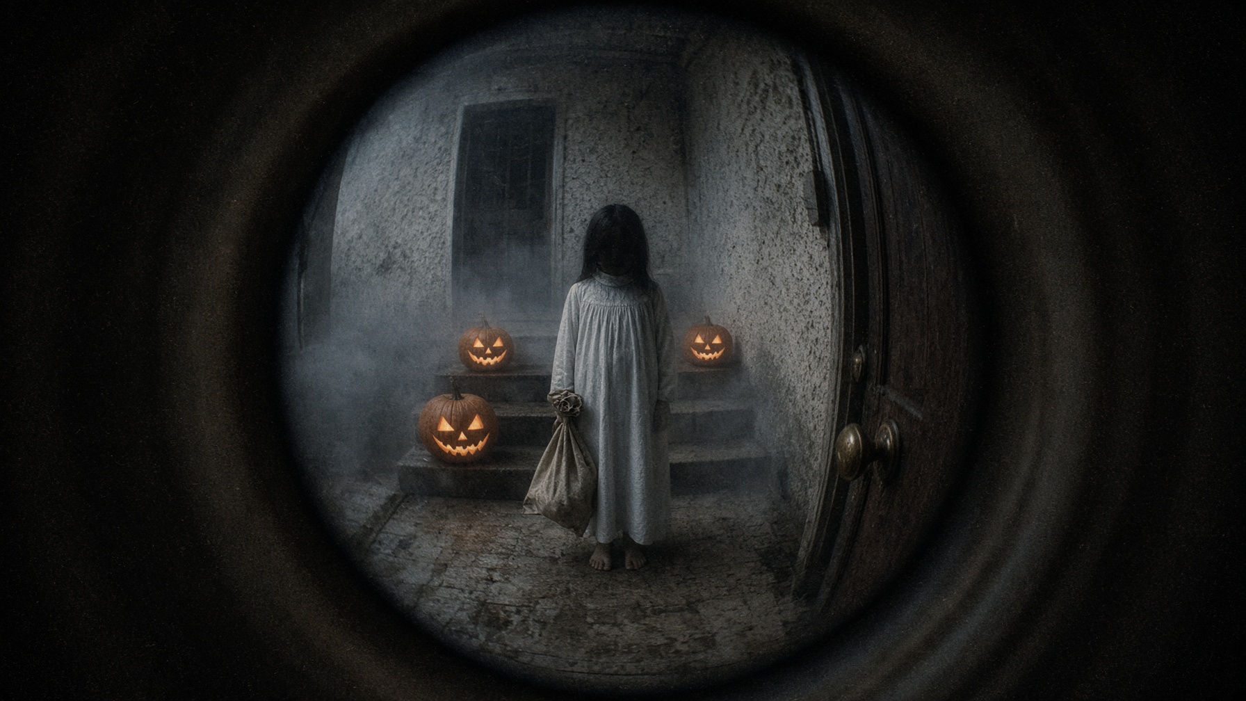 La niña que pide caramelos en Halloween